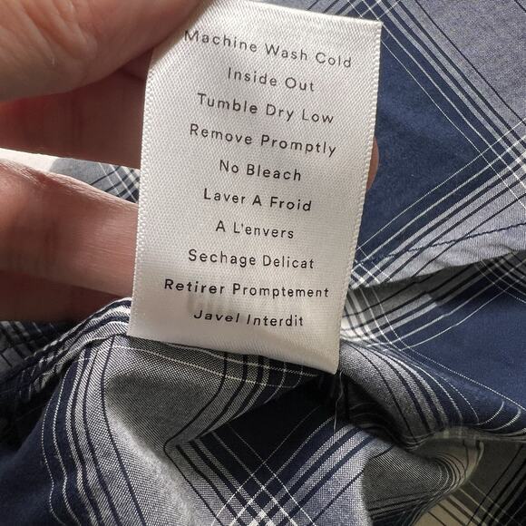 GRAYSON The Hero Shirt Size 4 Large Blue White Plaid Button Long Sleeve Cotton - Picture 14 of 15